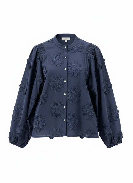 Job LS New Flower Embroidery | Navy