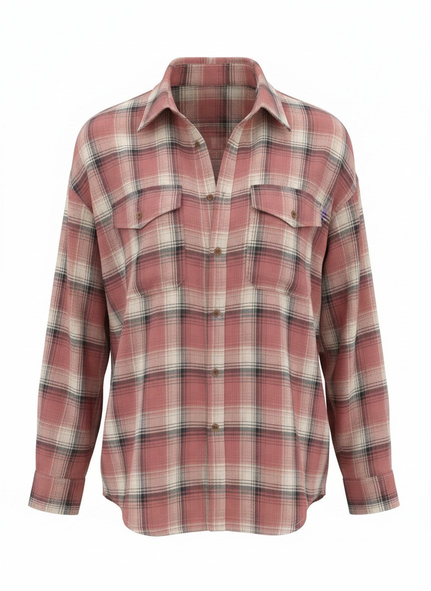 Blouse Chevron Check Chiffon | Brandy Brown