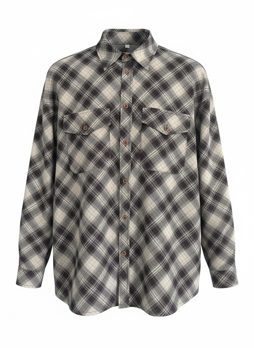 Blouse Chevron Casual Check | Brown