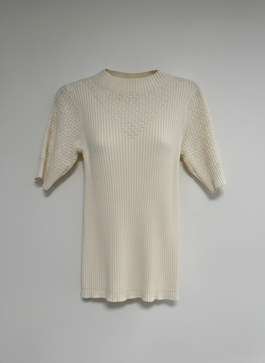 Top Alma Crepe Fancy Rib | Beige