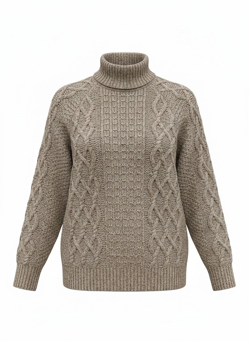 Kabeltrui Noortje Mixed Cable | Brown Melange