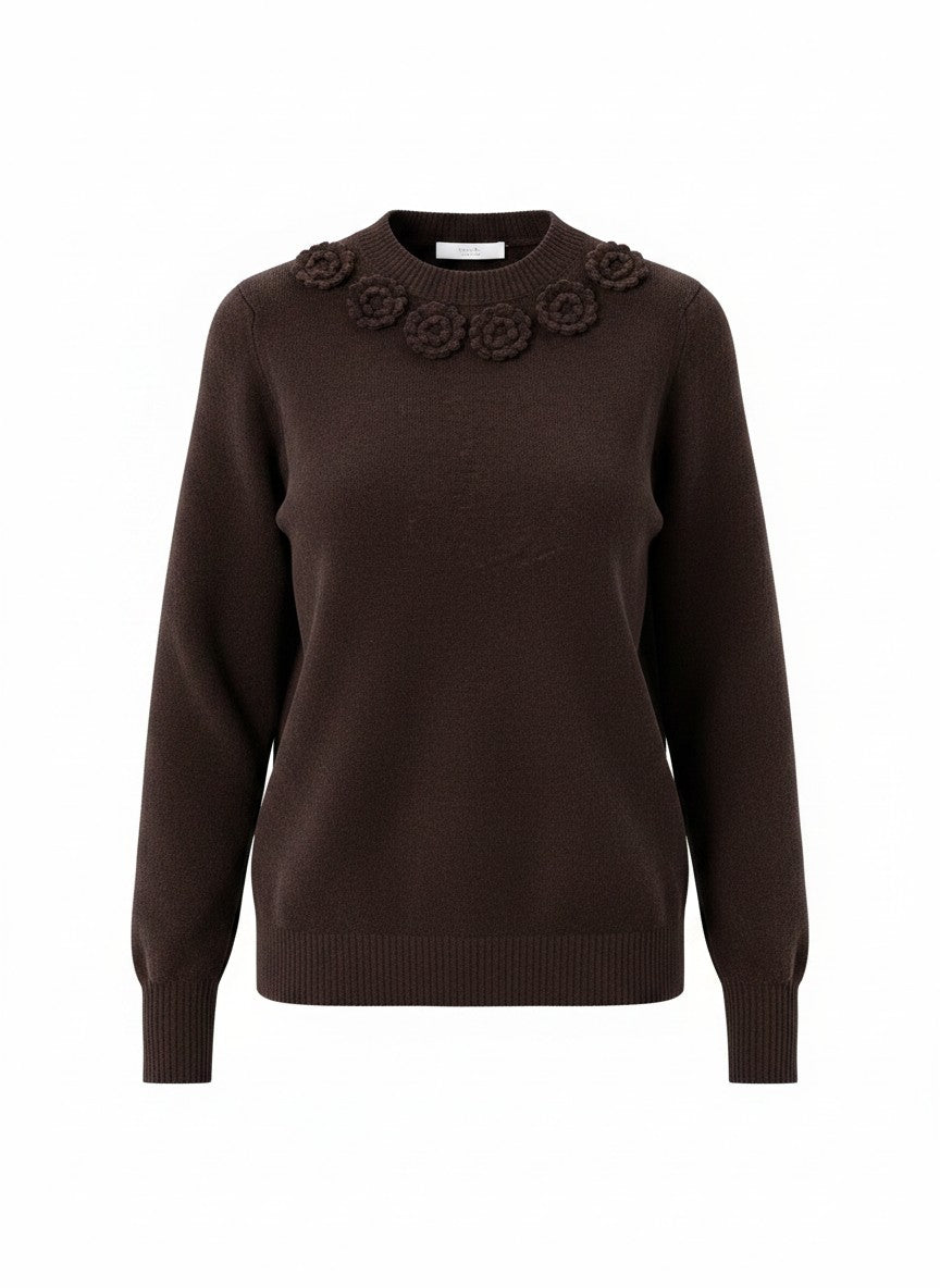 Trui Nolan Crochet Flower | Aubergine