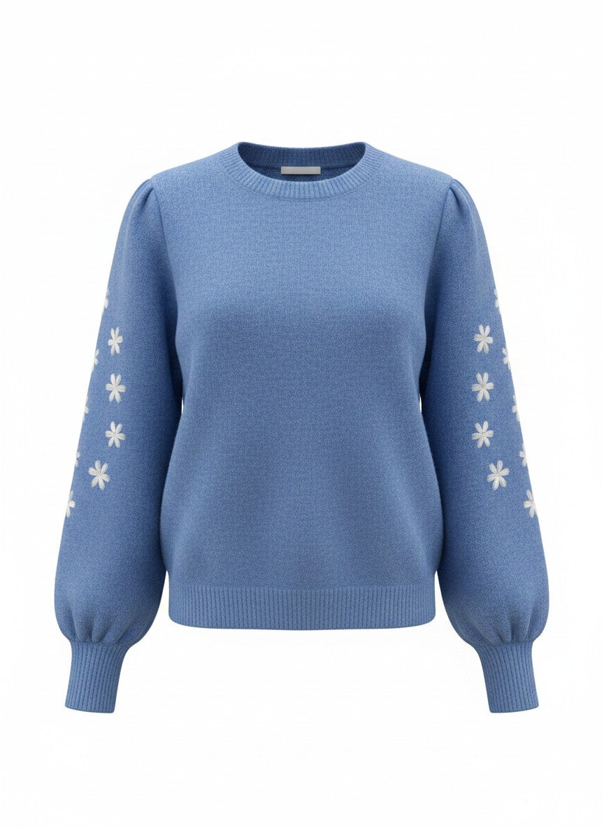 Trui Ima Flower Embroidery Knit | Denim