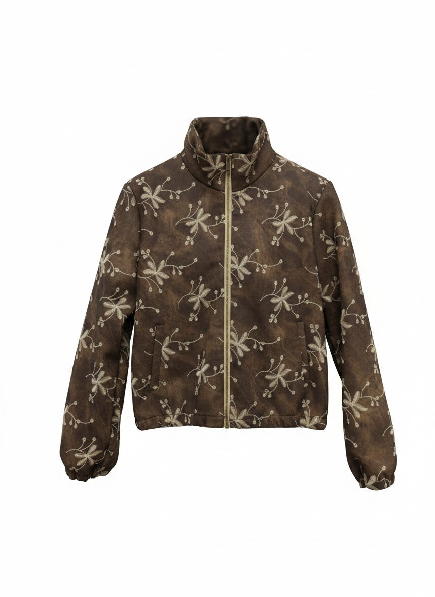 Jasje Bomber Twill Embroidery | Dark Brown