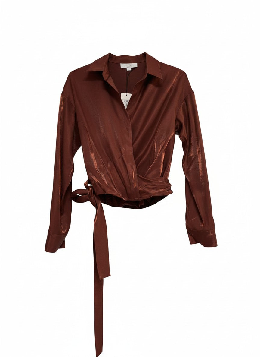 Blouse Wrap Shiny Satin | Brandy Brown