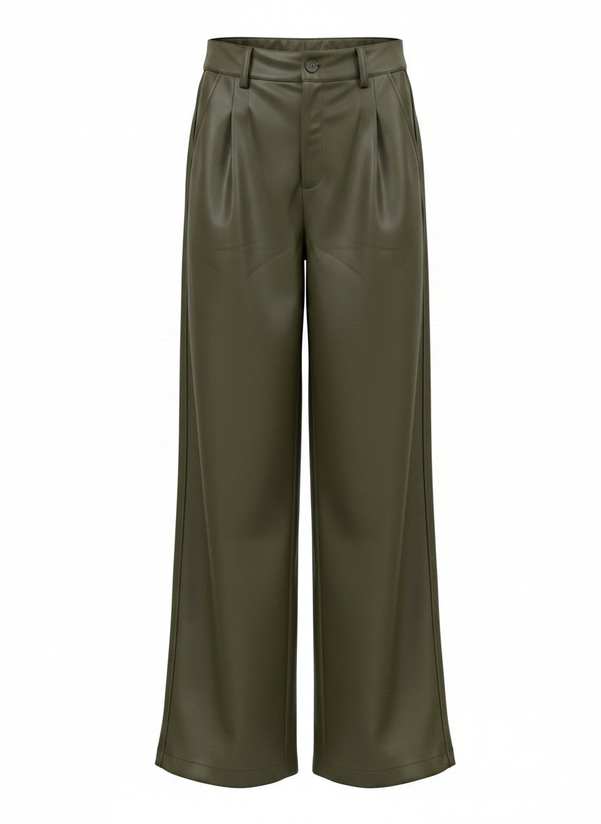 Pantalon Eliska Smooth Immitation Leather | Army