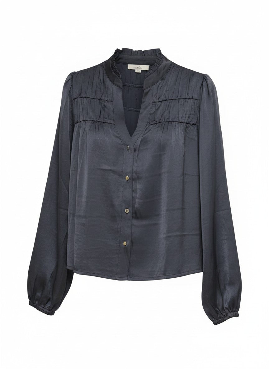 Blouse Cess Light Crincle Shiny Satin | Navy