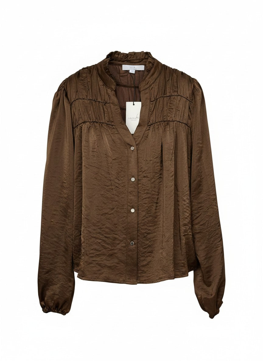 Cess Light Crincle Shiny Satin | Mid Brown