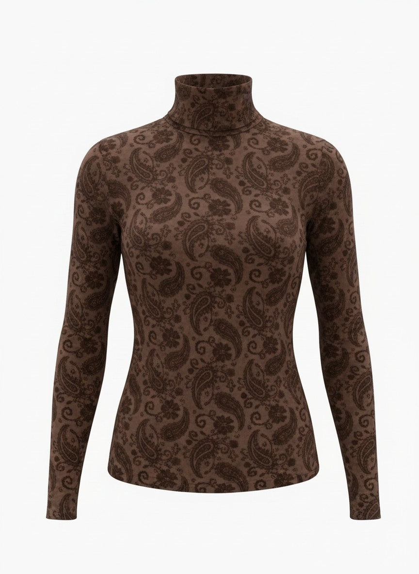 Top Friede Mesh Velour Print | Mid Brown