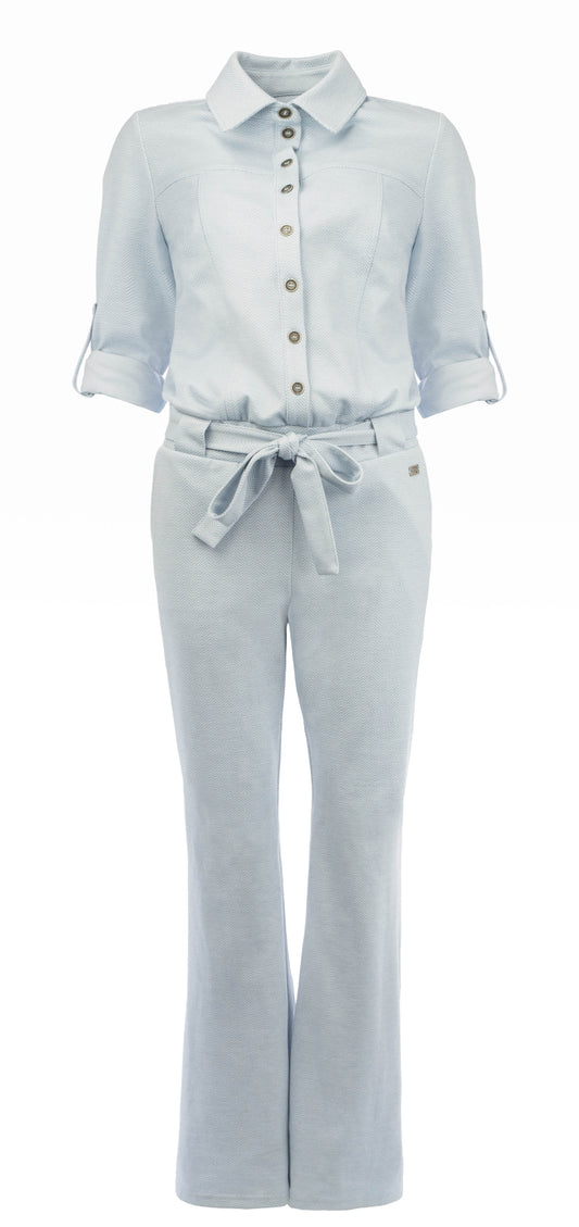 Jumpsuit Mara LS Herringbone | Bleu