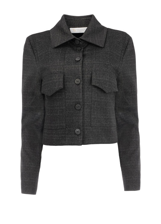 FleurK Small Check pdg | Grey-Black